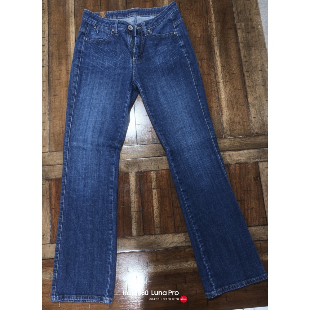 Aura Jeans Womens Dark Wash Bootcut Denim Pants Blue Mid Rise Size 5